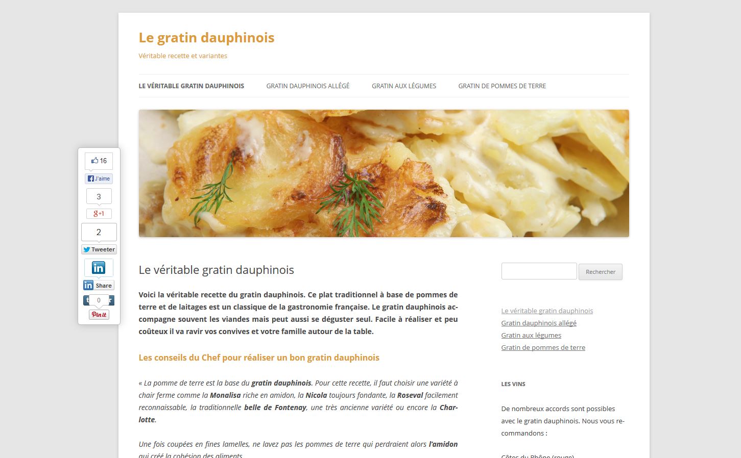 Recette du gratin dauphinois